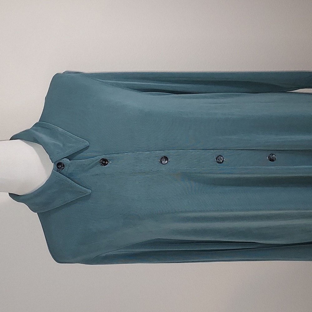 Vintage Rabbit Rabbit Rabbit Designs Blue Grey Long Sleeve Button Up Dress 12 - Picture 6 of 13